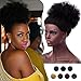 Kori Koli Black Afro Puff Drawstring Ponytail Short Curly Synthetic Hair Bun Updo Hair Extensions with Two Clips