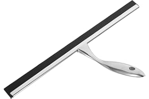 GARVALON 14-Inch Stainless Steel Window Squeegee Adhesive Hook, Shower Glass Door Cleaner and Shower Screen