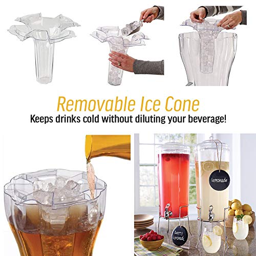 2-Pack Cold Beverage Drink Dispenser Unbreakable Slim Space Saving 2.25 Gallon with Ice Cone