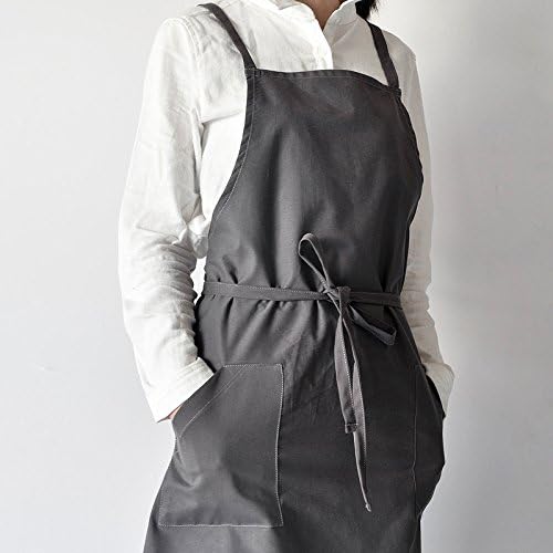 Jecopan Bib Apron with Extra long ties for man or Women,Craft Kitchen housework Gardening Cooking Baking,Ink Grey