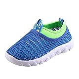 Lancholy Boys & Girls' Breathable Mesh Slip-on Sneakers Sandals Water Shoe For Running Pool Beach Toddler/Kids U619STWX,Blue,21