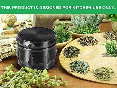 iRainy G2 Pro 2.3 Inch Spice Herb Grinder 4 Pieces with Pollen Catcher (Black)