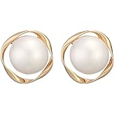 Pearl Earrings for Women - White Freshwater Pearls Stud Earrings 925 Silver Jewelry Dainty Pearl Earrings for Women Bridal, Wedding, Birthday Christmas