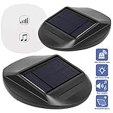 Seanme Solar Motion Sensor Alarm,Solar Lights, Wireless Driveway Alarm, Outdoor,Indoor Weatherproof Business Detect Alert with 2 Sensor and 1 Receiver,38 Chime Tunes - LED Indicators