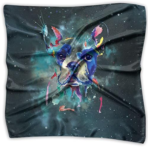 Colorful French Bulldog Dog Women's Square Polyester Satin Neck Head Scarf Scarves Set