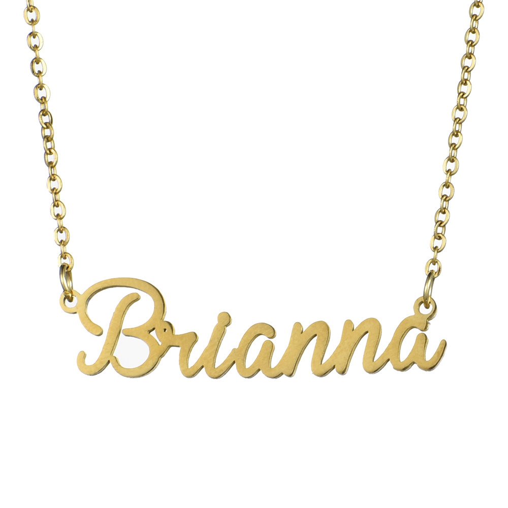 Name Necklace Personalized,Name Necklace Cursive Font Made with Name Pendant 16" Adjustable Chain (Brianna)