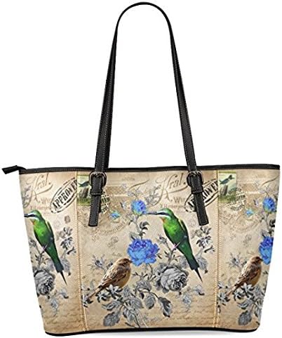 Vintage Retro Bird Floral Women's Leather Tote Shoulder Bags Handbags