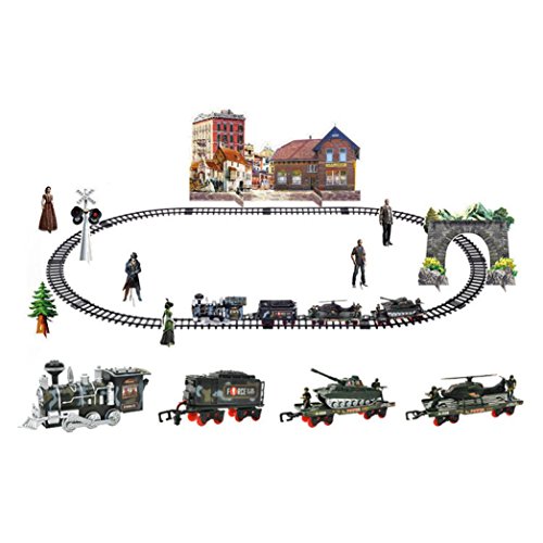 Leegor Electric Steam Smoke RC Train Set Model Toy Gift Remote Control Conveyance Track Car Kids Christmas Gift Birthday Present (C) - Thumbnail 2