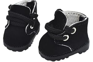 QIXINGWISE Doll Shoes Compatible with 17cm Doll, Stylish Lace-Up Boots for Dress-up, Outfit Accessory for 15cm 17cm Dolls (1 Pair - Black)