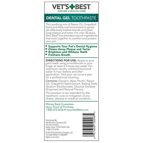 Dog Dental Care Gel Toothpaste Plaque and Tartar Fighter from Vet's Best Pack of 2 Total 7 ounce Made in USA - Thumbnail 3
