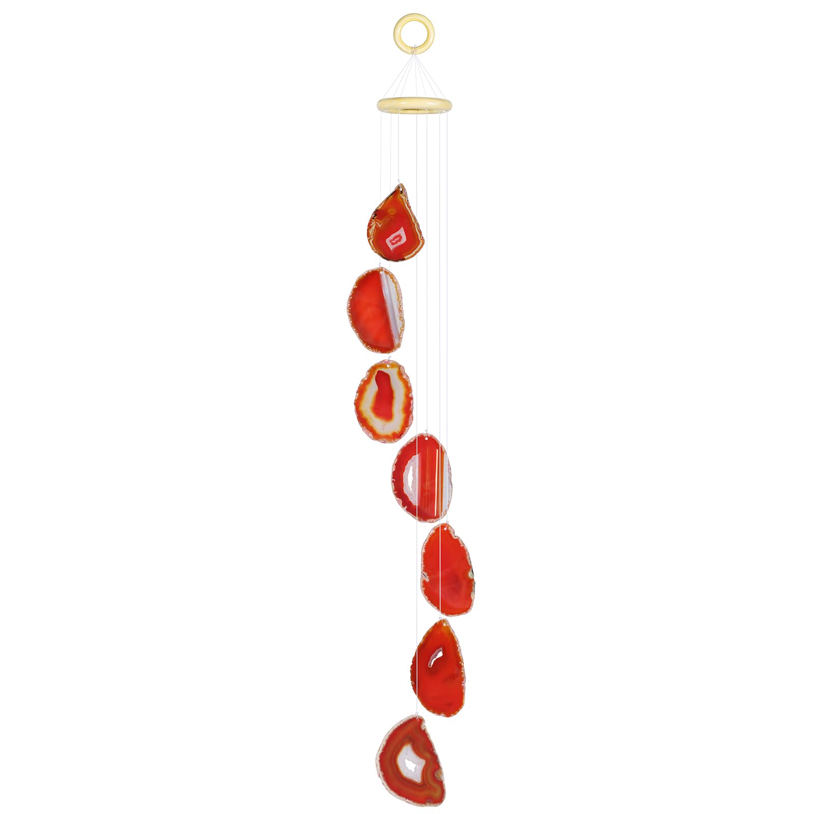 mookaitedecor Extra Large Orange Red Agate Slice Crystal Wind Chime for Home Porch Garden Indoor Outdoor Decor, Healing Crystal Art Hanging Ornament Reiki Wind Chime Gift Feng Shui Orange Home Decor