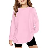 LNKQA Girls Long Sleeve T Shirts Kids Plain Tops Basic Crewneck Tees 5-14 Years