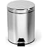 WENKO Poubelle à pédale Square Aspect Mat Acier INOX - Poubelle cosmétique à pédale Capacité: 5 l, Acier Inoxydable, 14 x 29.5 x 28 cm, Satiné