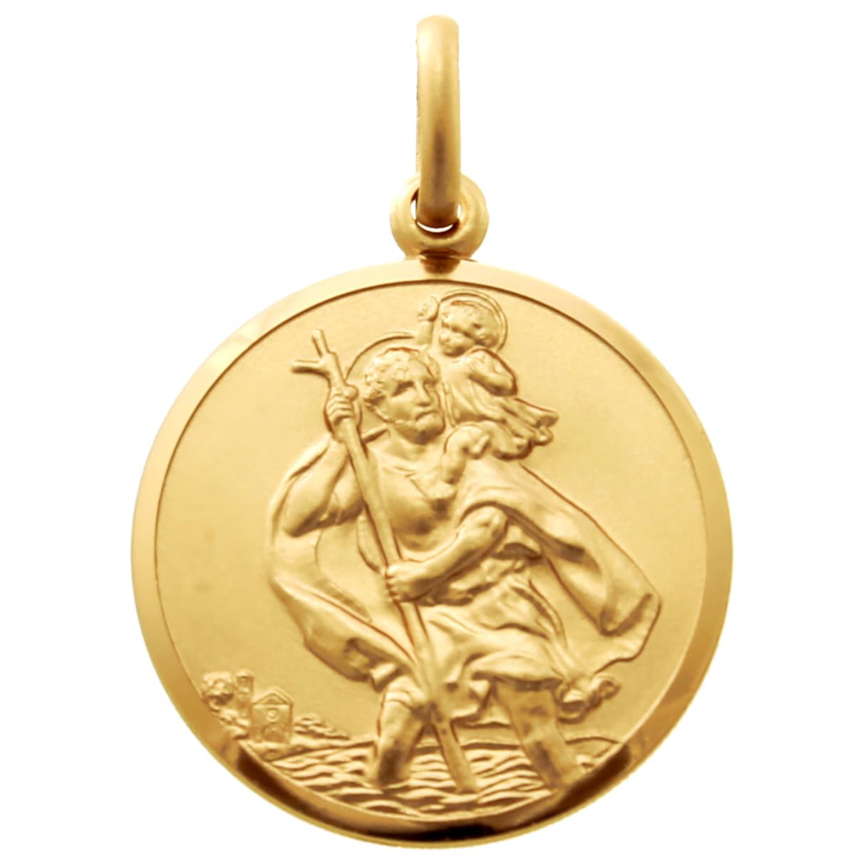 Alexander Solid Castle 9ct Gold St Christopher Pendant Medal for Women Men Boys Girls - 22mm - PENDANT ONLY with Jewellery Gift Box