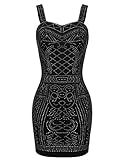 Meaneor Women Plus Size Sequined Sequin Embellished Sleeveless Sexy Club Party Bodycon Strap Dress,(Black XXL)