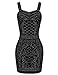 Meaneor Women Plus Size Sequined Sequin Embellished Sleeveless Sexy Club Party Bodycon Strap Dress,(Black XXL)