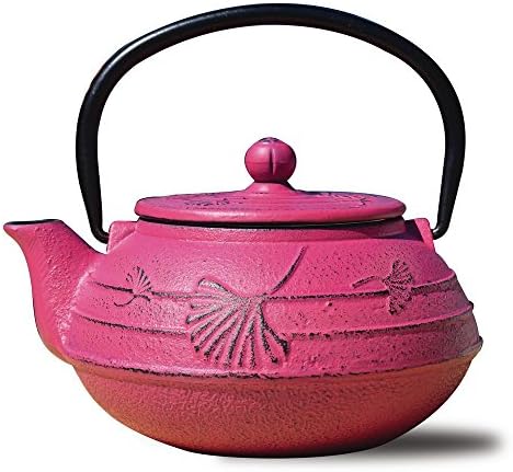 Old Dutch Cast Iron Ginkgo Teapot, 22-Ounce, Fuchsia (Pack of 2)