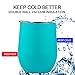 DOKIO 12 oz Cyan Wine Glasses Sippy Cup Tumbler Stemless Double Wall Vacuum Insulated With Crystal Clear Lid Unbreakable For Ice Hot Drink Coffee Champagne Cocktail Mug