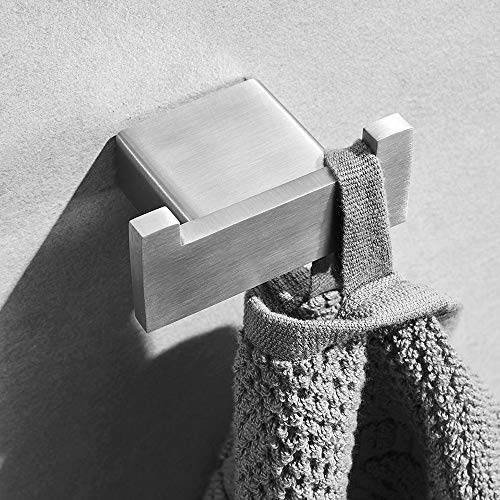 Heable Robe Hook Brushed Nickel, Bathroom Hardware Stainless Steel Robe Coat Hook Wall Mounted
