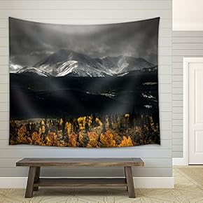 Black Mountains Under Heavy Clouds - Fabric Wall Tapestry Home Decor - 51x60 inches