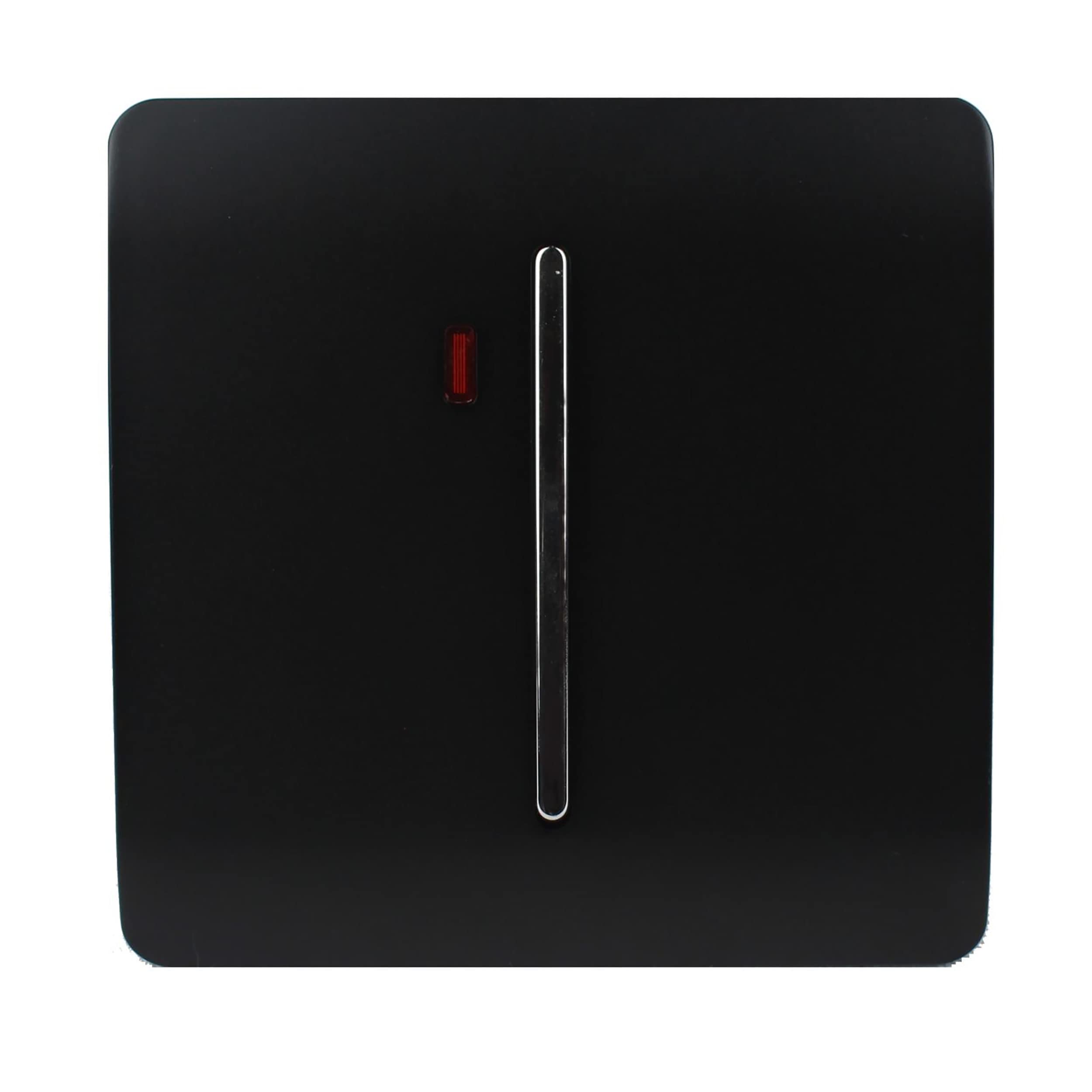 Trendi Switch Screwless Artistic Modern Decorative Glossy Double Pole 45 A Cooker Switch Control Unit Inc Neon Indicator for Indoor Use in Piano Black - ART-WHS2BK