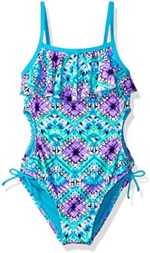 Angel Beach Big Girls' Swim Patched Together One Piece Swimsuit, Multi, 8