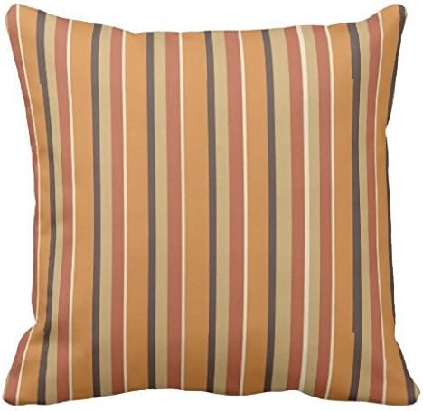 Autumn Brick Red With Pumpkin Spice Stripes Pillow Case