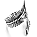 INBLUE Men,Women's Stainless Steel Ring Black Silver Tone Feather Vintage