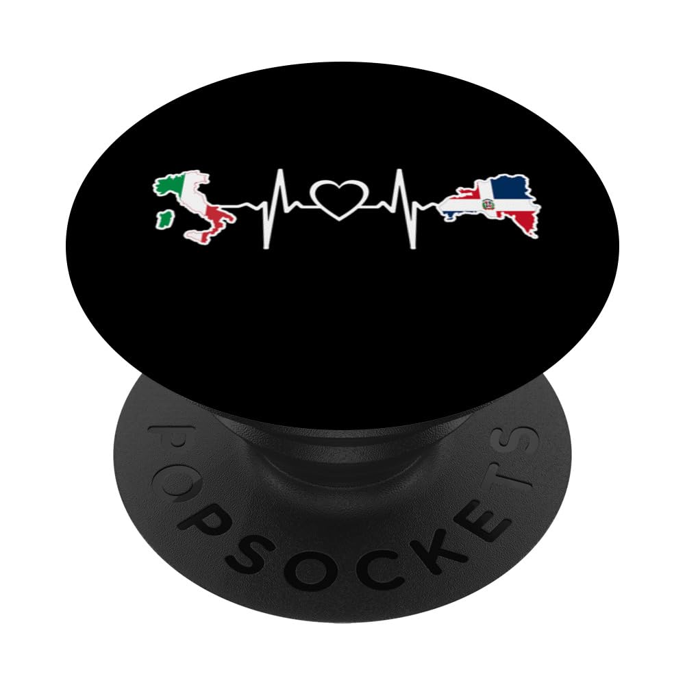 Dominican Italian Heartbeat Italy Flag Heritage PopSockets Swappable PopGrip