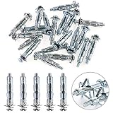 Glarks 30Pcs 4x32MM Heavy Duty Zinc Plated Steel Molly Bolt Hollow Drive Wall Anchor Screws Set for Drywall, Plaster and Tile (M4x32)