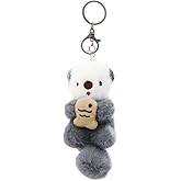 Plush Keychain Otter Charm for Women Teens & Animal Lovers | for Handbags Purses Backpacks & Car Keys | Birthday Gift