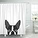 TOMPOP Shower Curtain Black Pop Terrier Silhouette White Colorful Bulldog Dog Waterproof Polyester Fabric 72 x 72 inches Set with Hooks
