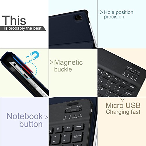 IVSO Keyboard Case for Lenovo TAB 4 10, Ultra-Thin Detachable Wireless Keyboard Stand Case/Cover for Lenovo TAB 4 10 Tablet(Blue)