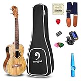 Vangoa UK-23ZE 23 Inch Concert Ukulele Zebra Wood Acoustic Electric Ukulele 3 Band EQ with Beginner Kit
