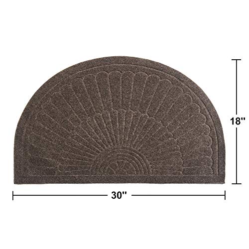 Half Round Door Mat Entrance Rug Floor Mats Set of 2, Waterproof Floor Mat Shoes Scraper Doormat, 18''x30'' Patio Rug Dirt Debris Mud Trapper Out Door Mat Low Profile Washable Carpet (Coffee-2 Pack)