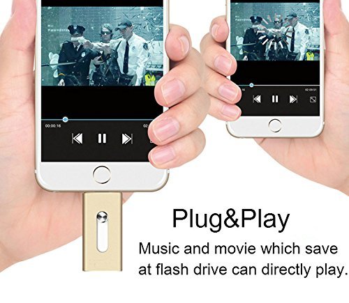 32GB USB Flash Drive U Disk External Storage Memory Stick (3 in 1) with Extended Lightning Mirco USB Connector for iPhone IOS Mac Windows Android PC Devices, GOLD - Thumbnail 4