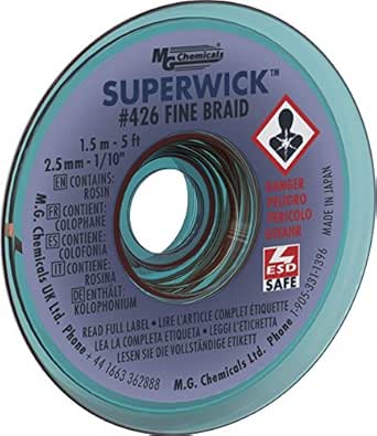 MG Chemicals Trèsse De Dessoudage #3 Super Wick, Trèsse Fine Avec