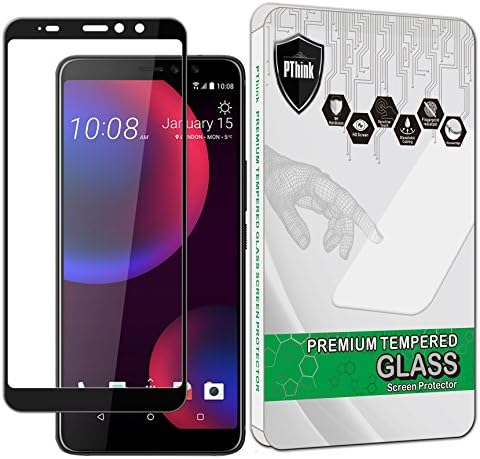 PThink [Full Screen Coverage] Tempered Glass Screen Protector for HTC U11 EYEs (Black)