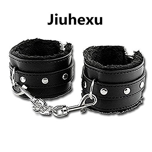 Jiuhexu Adjustable PU Leather Handcuffs Adjustable Soft Wrist Cuffs, Black