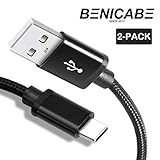 for Samsung Galaxy S10 Charger, Benicabe (2-Pack 3FT) USB Type C Samsung Adaptive Fast Charging Cable Nylon Braided Cord for Samsung Galaxy S9 / S9 Plus, S8 / S8 Plus, S10e / S10+(Midnight Black)