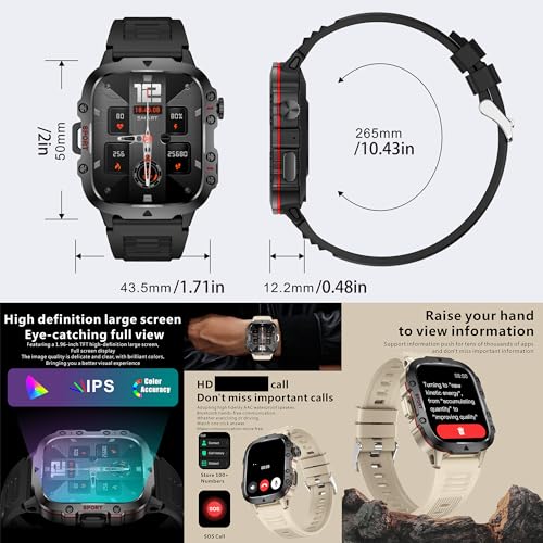 MYSHUN Reloj Inteligente Hombre con Llamadas, 1,96 Pulgada Smartwatc Hombre Deportivo con Podometro Pulsometro SpO2 Sueño Presion Arterial Actividad 3ATM Reloj Digital para iOS Android (Negro)