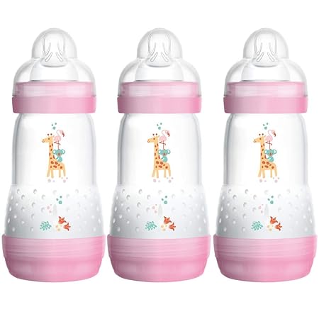 MAM Anti Colic Flaschen 260ml Dreierpack für Mädchen (2+ Monate)