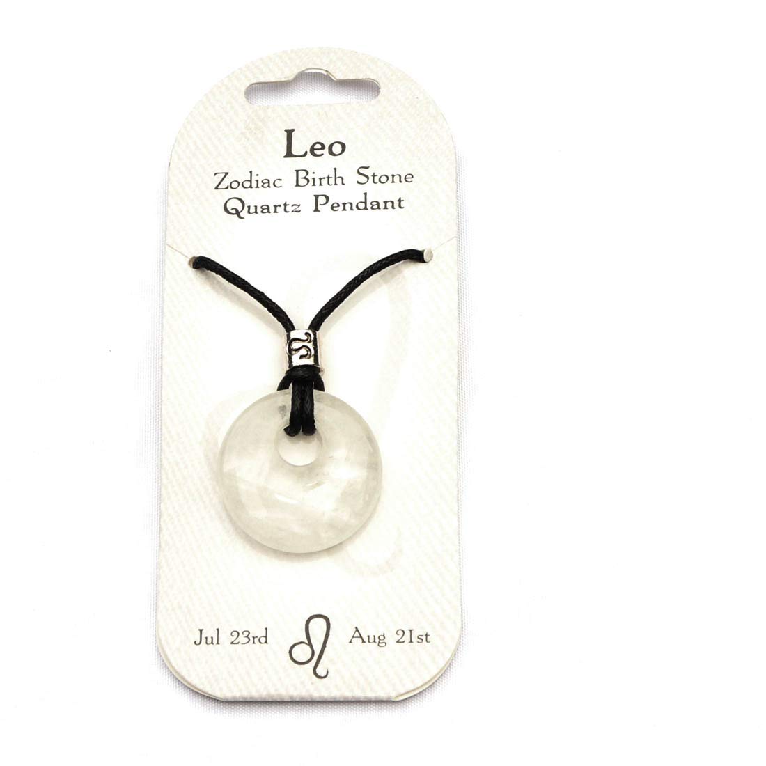 British Fossils Leo Zodiac Quartz Donut Pendant with Leather Thong …