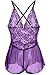 Avidlove Women Sexy Lingerie Lace See-through Babydoll Open Crotch Pant Dress (L = US M, Purple (FBA))