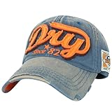 Ililily Men's Distressed Vintage Denim Dry Baseball Leather Snapback Trucker Hat