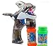 Haktoys Cartoon Fish Bubble Shooter Gun, Ready to Play Light Up Blower w/LED Flashing Lights, Extra Refill Bottle, Whale Bubble Blaster Toy for Toddlers, Kids, Parties, Sound-Free, Batteries Included