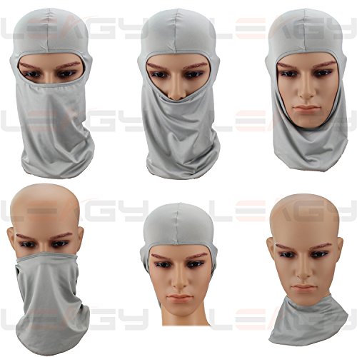 LEAGY 2Pack Candy Color Ultra Thin Ski Face Mask - Great Under A Bike/Football Helmet -Balaclava-LightGray (Light Gray) - Thumbnail 3