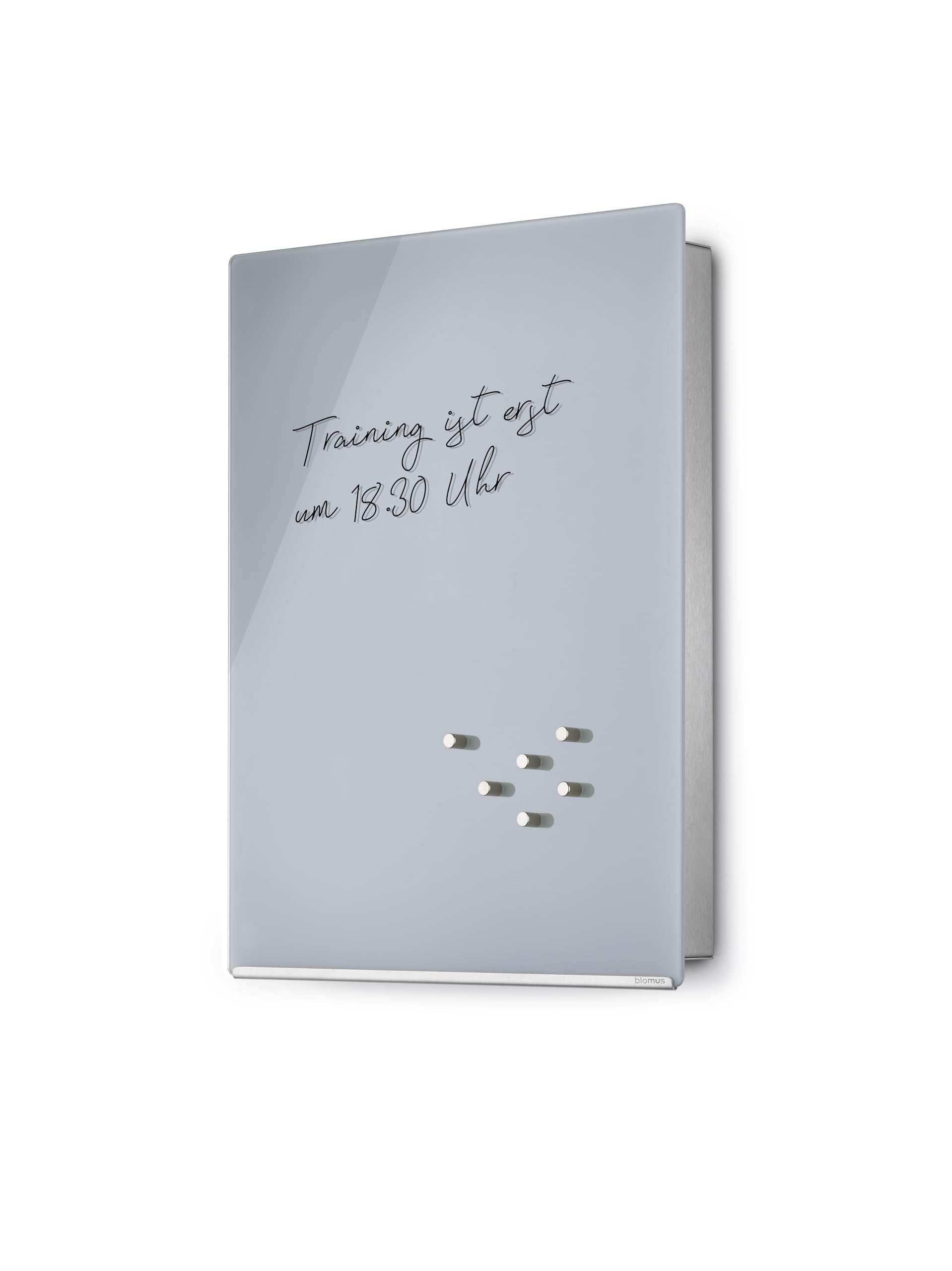 blomus -VELIO- Key box/magnetic glass board in trendy grey, high-quality workmanship, 14 key hooks, magnetic closure, modern key box (D/W/H 5 x 30x 40cm, grey, 65368)