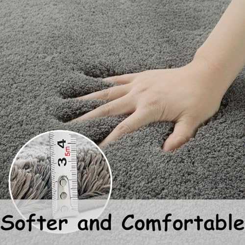 HANDYTOOLINC BATHROOM RUGS MAT 24″X59″NON SLIP THICK BATH MAT SOFT SHAGGY BATH RUG ABSORBENT BATHROOM CARPET PLUSH RUNNER RUG MACHINE WASHABLE BATH MATS FOR BATHROOM SHOWER, BATHTUB (GREY,24″X59″)