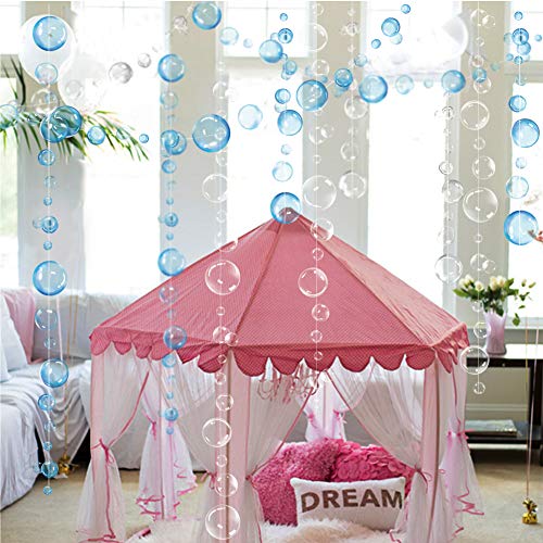 White Transparent Bubble Garlands for Party Decorations Hanging Floating Bubbles Cutout Streamer Background for Mermaid Under The Sea Birthday Home Kids Room Prom Wedding Baby Shower Decor (White)
